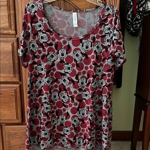 LuLaRoe Women's Red and Black Minnie Mouse Tee